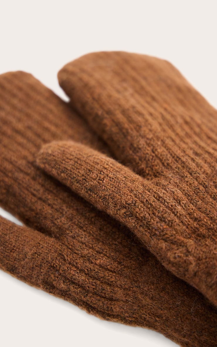 Chocolate Ribbed Knit Mitten image 3