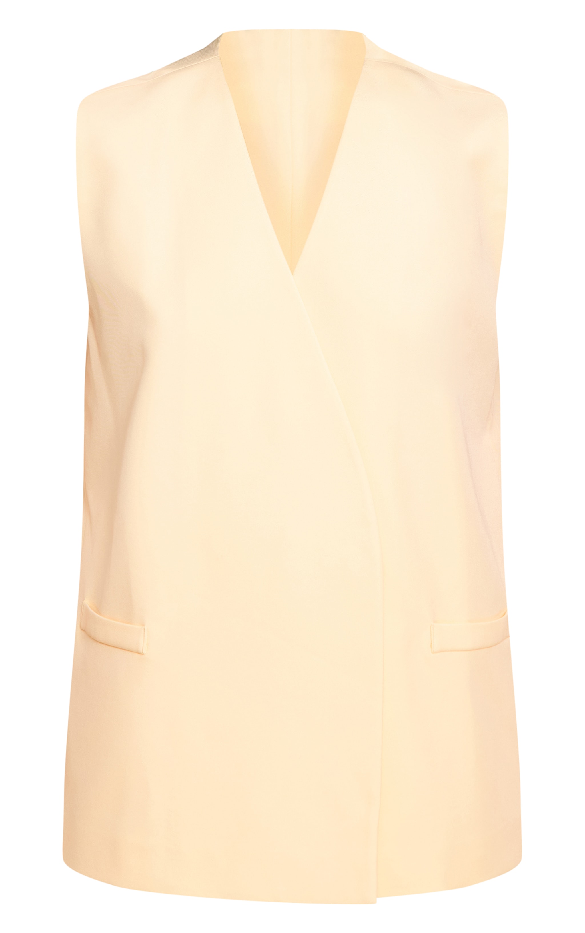 Butter Yellow Woven Collarless Oversized Shoulder Pad Vest image 5