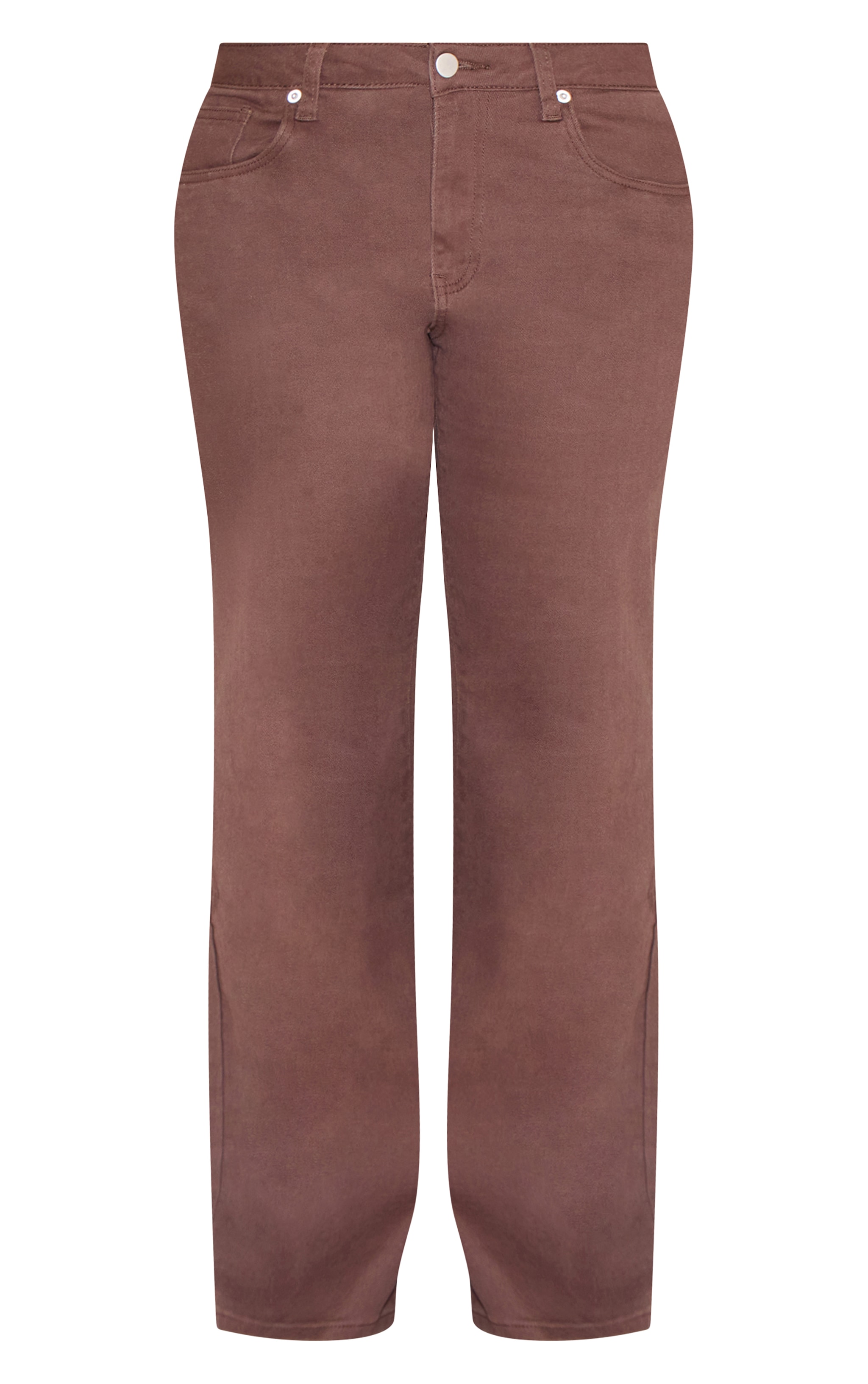 Pantalon sculptant en denim stretch chocolat taille haute à jambe droite image 5