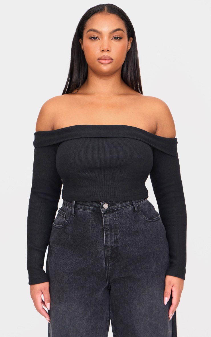 black bardot top with sleeves