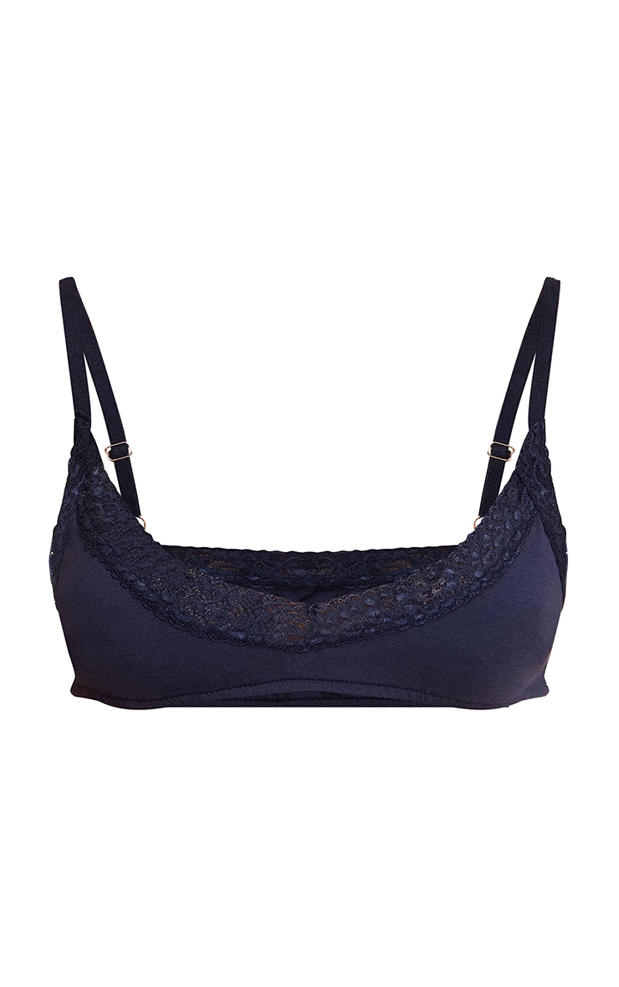 Soutien-gorge triangle bleu marine à bordures en dentelle image 5