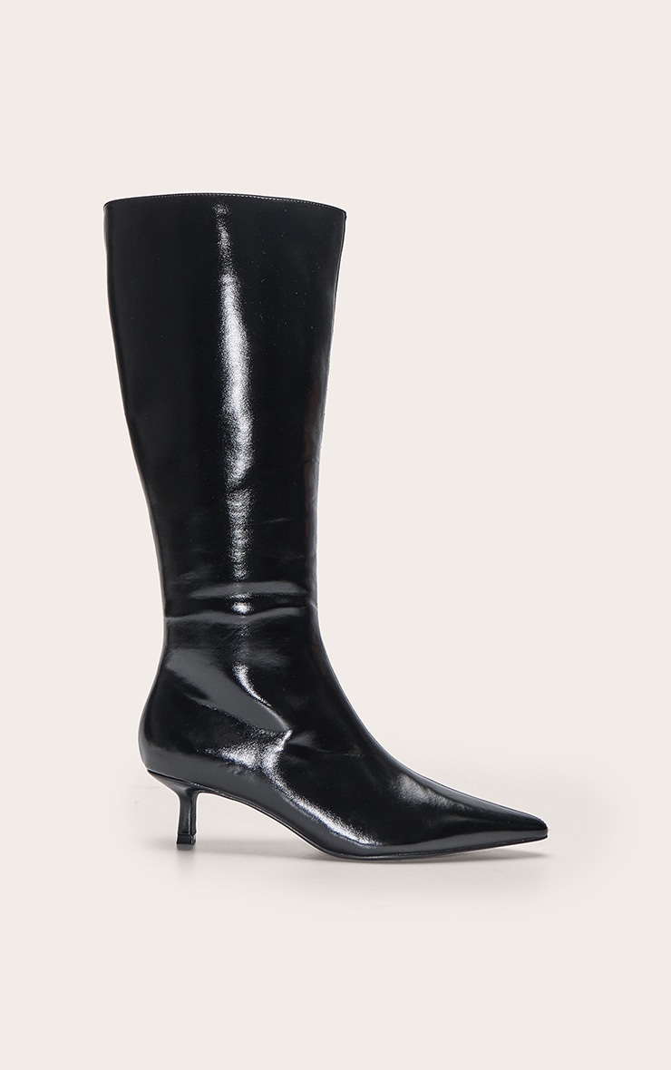 Black Point Toe Kitten Heel Knee High Boot image 2