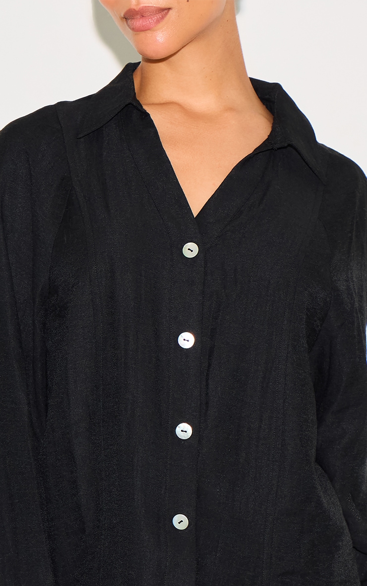 Petite Black Woven Oversized Shirt image 4