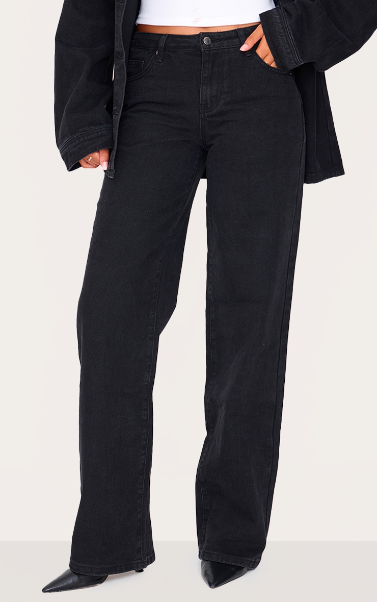 Tall Black Wide Leg Jeans image 2