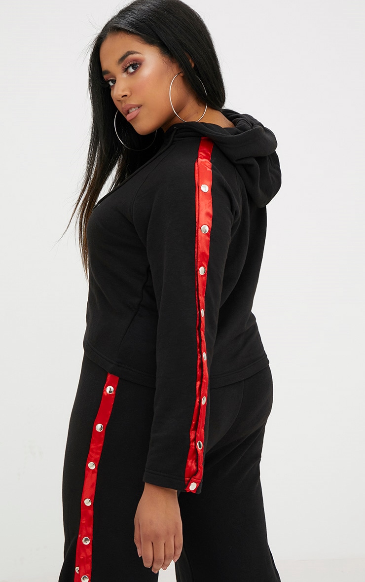 Plus Black/Red Popper Side Hoodie image 2