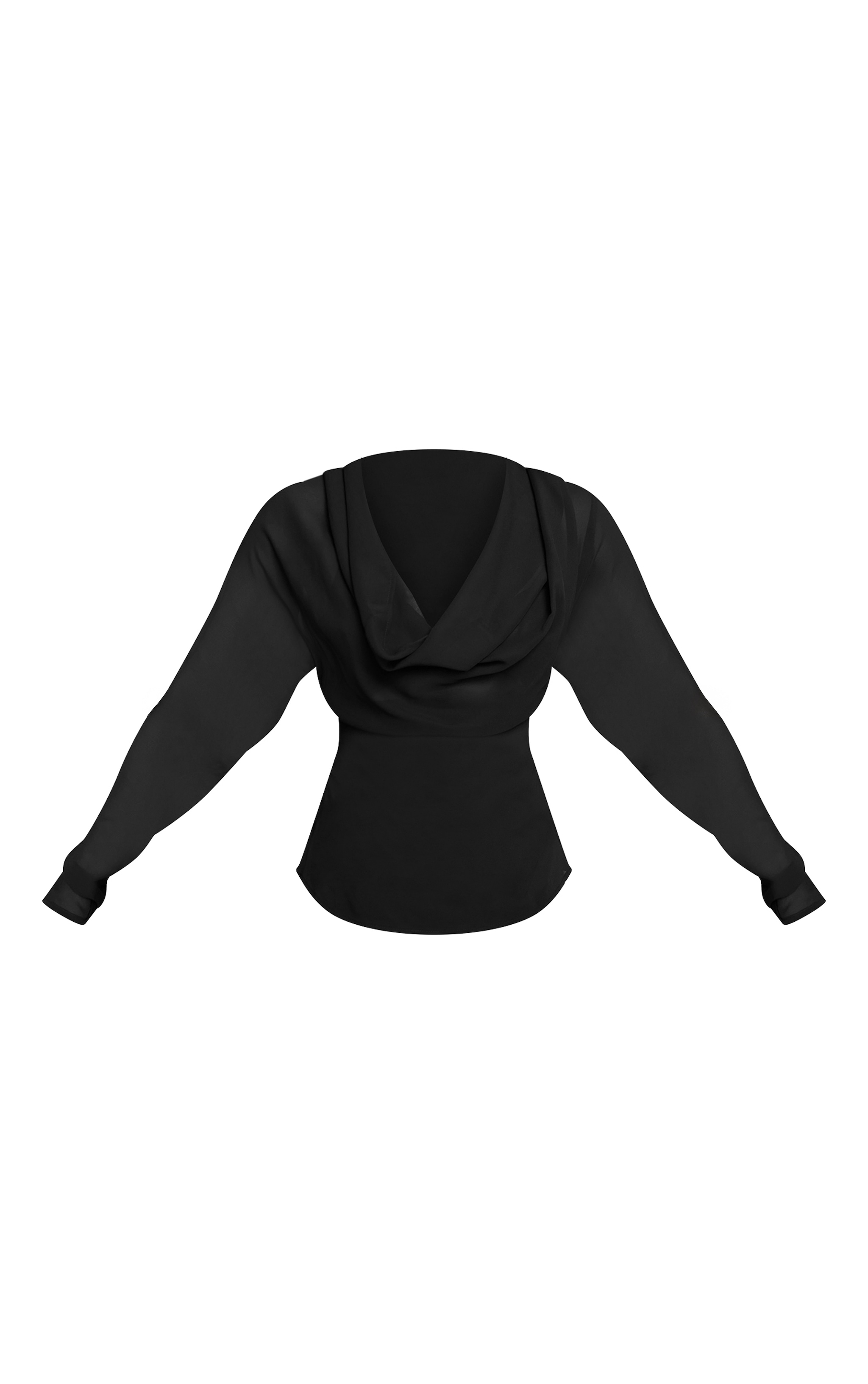 Black Chiffon Cowl Neck Long Sleeve Blouse image 5
