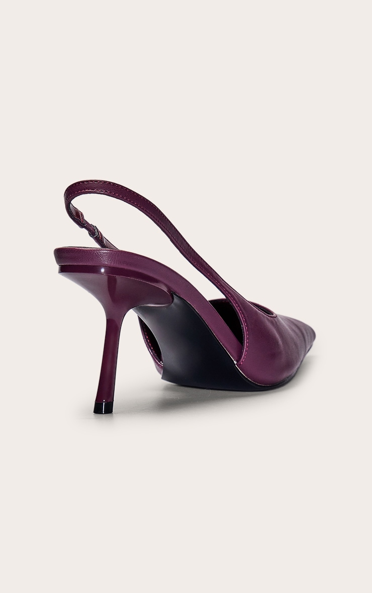 Chocolate Plum PU Sling Back Court Heels image 4