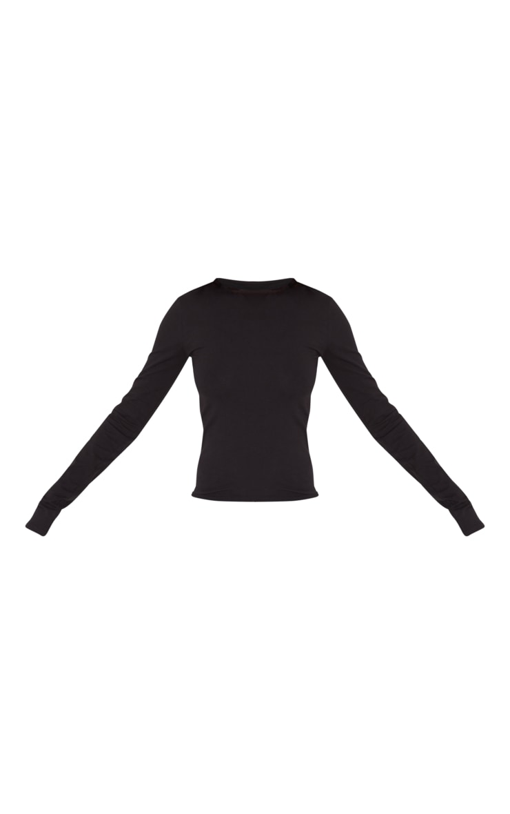 Tall Black Cotton Long Sleeve Top image 5
