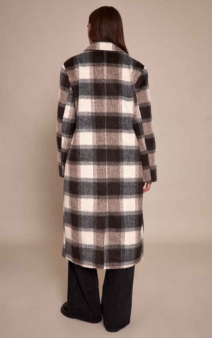Manteau long structuré en effet laine à carreaux image 2