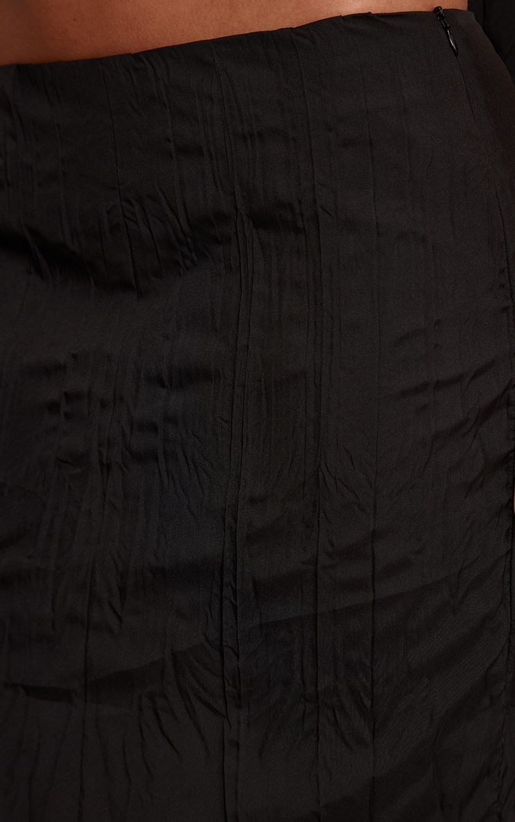 Black Crinkled Woven Maxi Skirt image 4