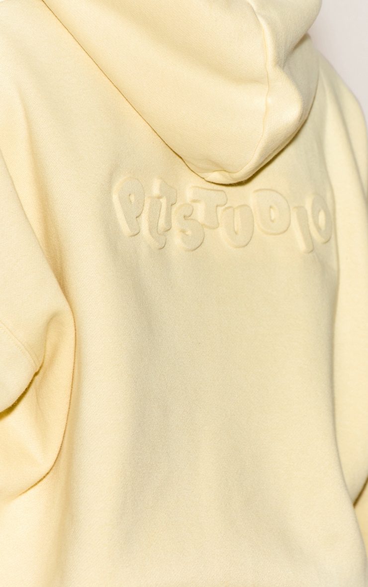 Butter Cream Plt Studio Embossed Oversized Hoodie image 4