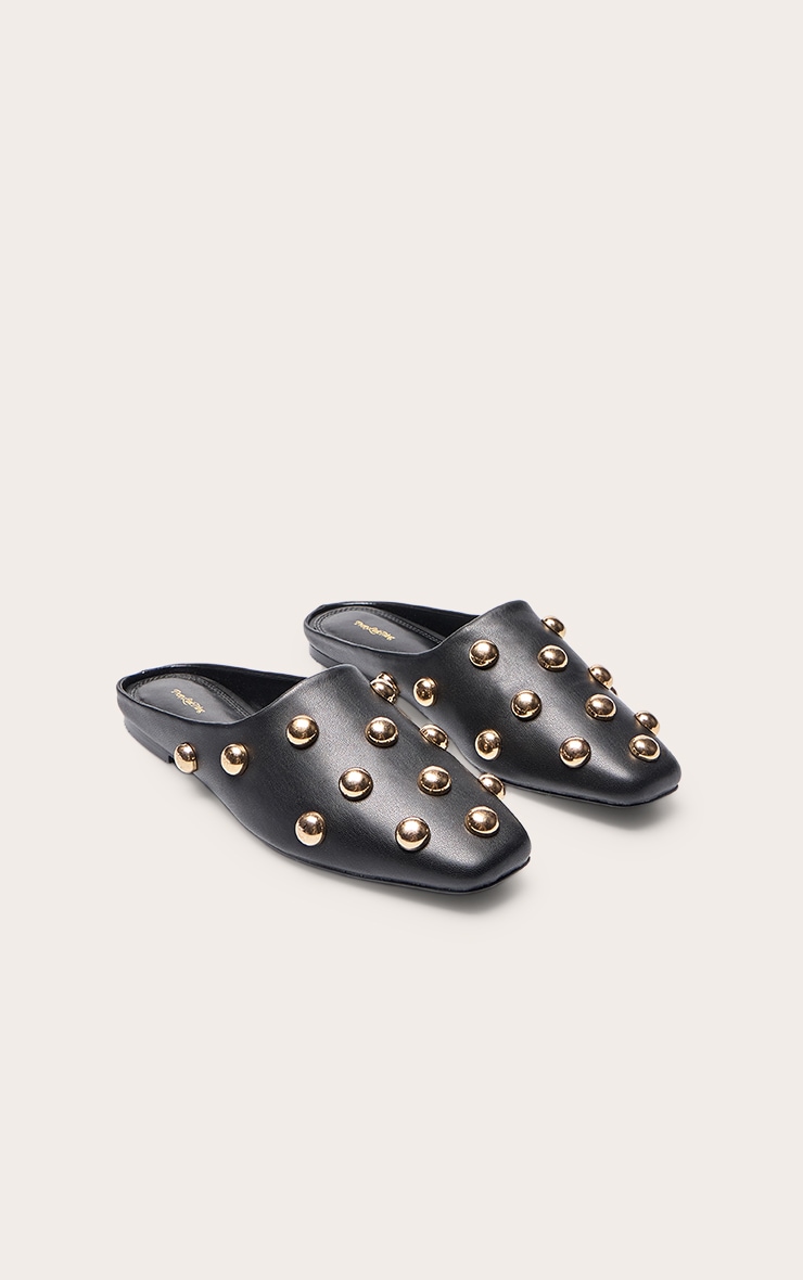 Black Dome Stud Slip On Mules image 3