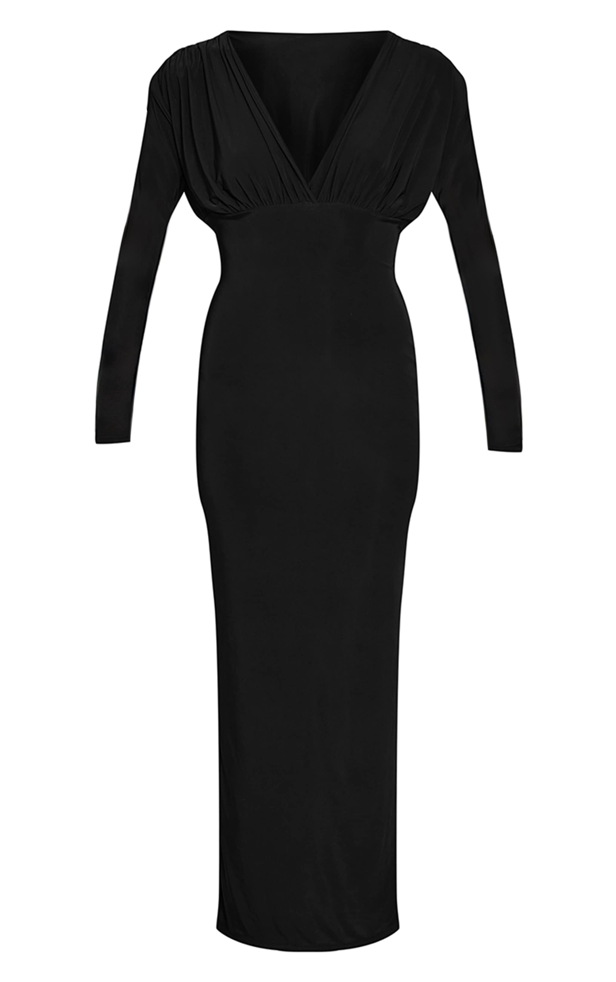 Robe longue moulante doublée noire à manches longue et décolleté image 5