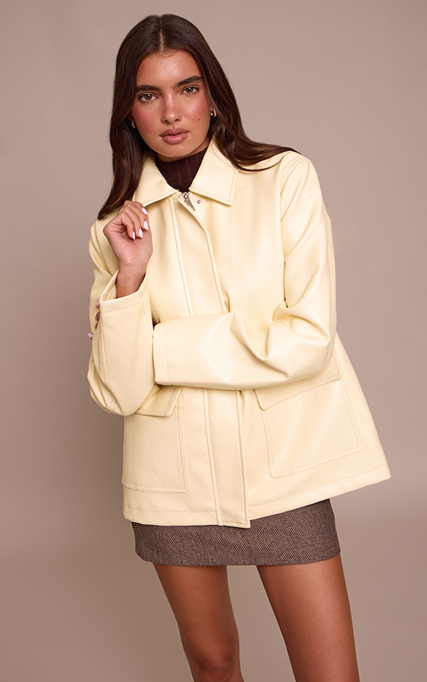 Buttercream Faux Leather Oversized Jacket