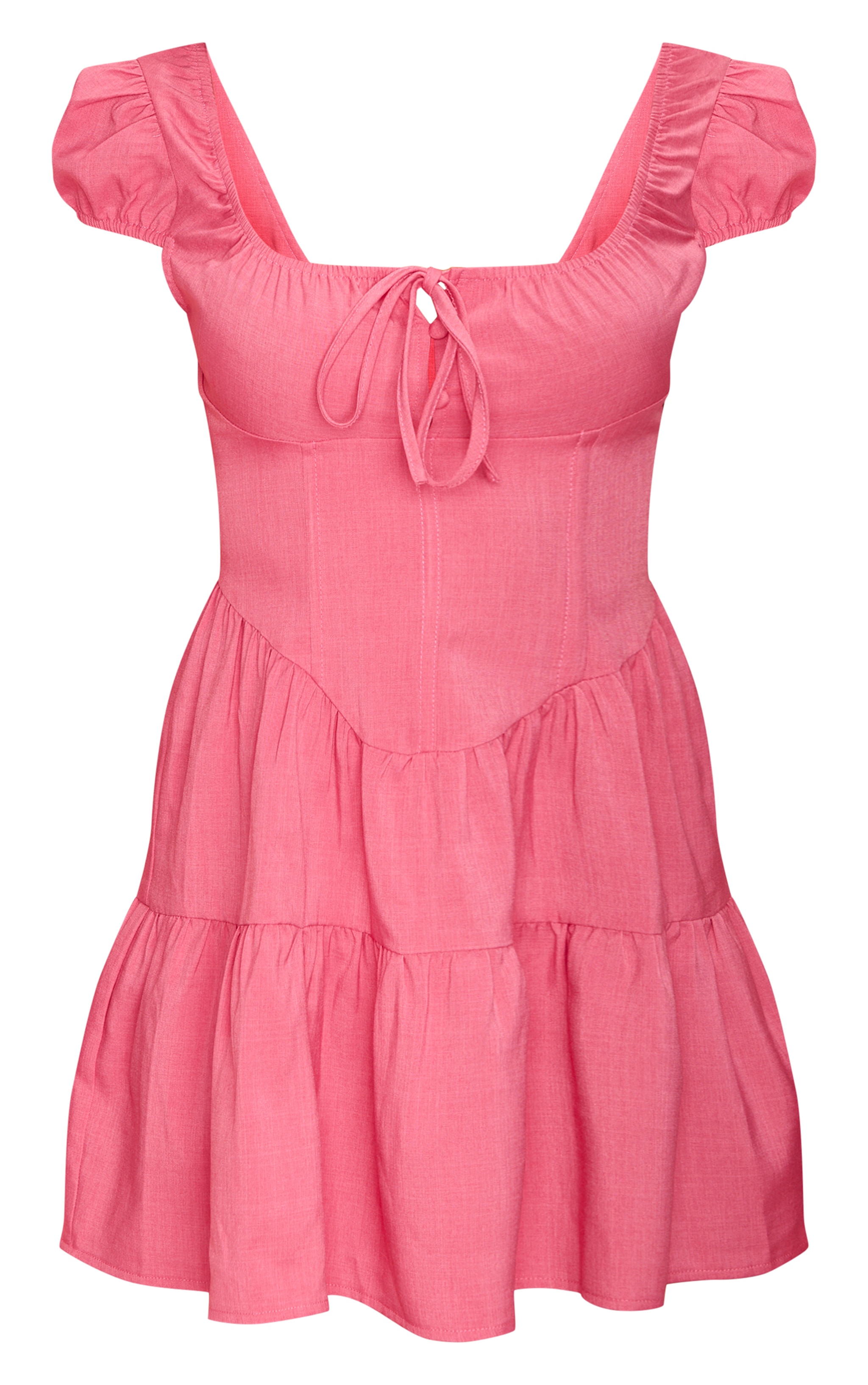 Bright Pink Corset Detail Tie Shift Dress image 5