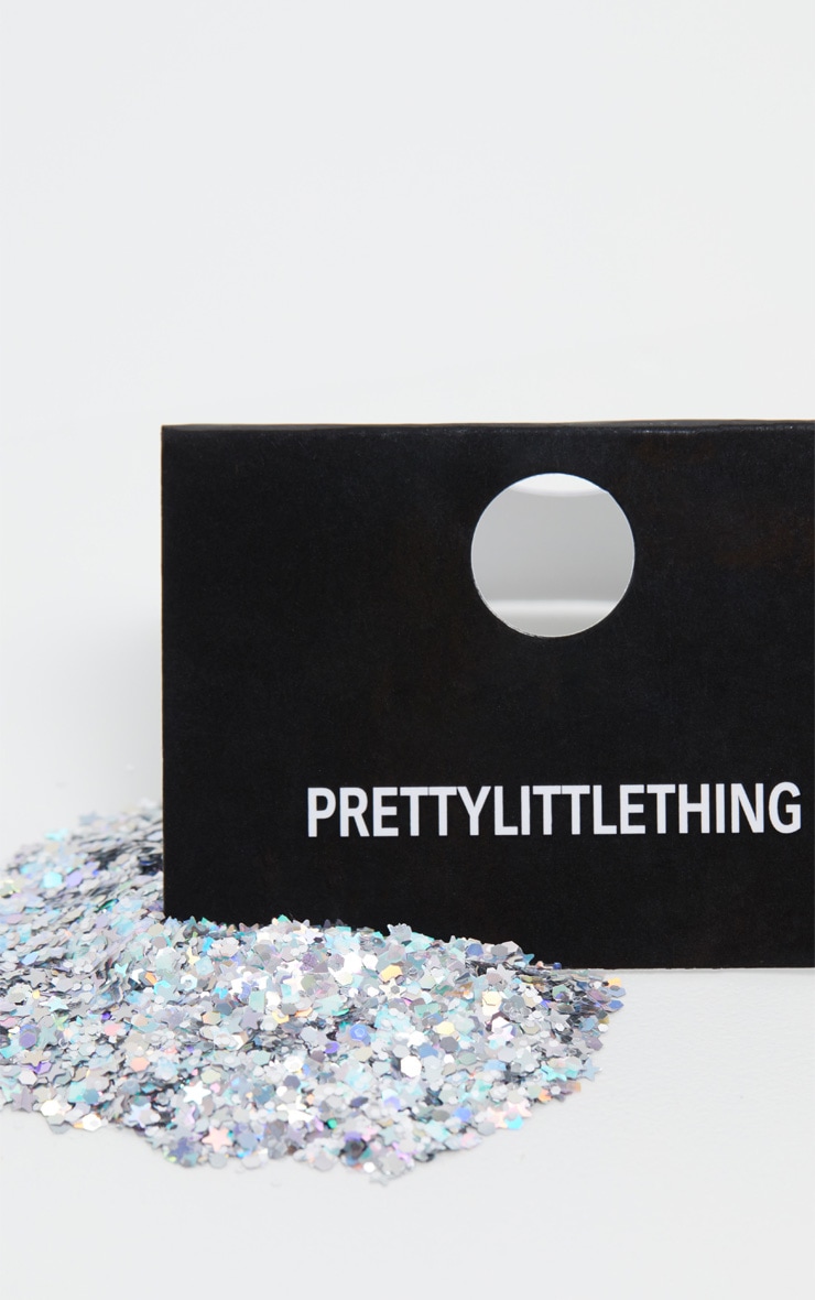 PRETTYLITTLETHING Chunky Silver Cosmic Glitter image 3