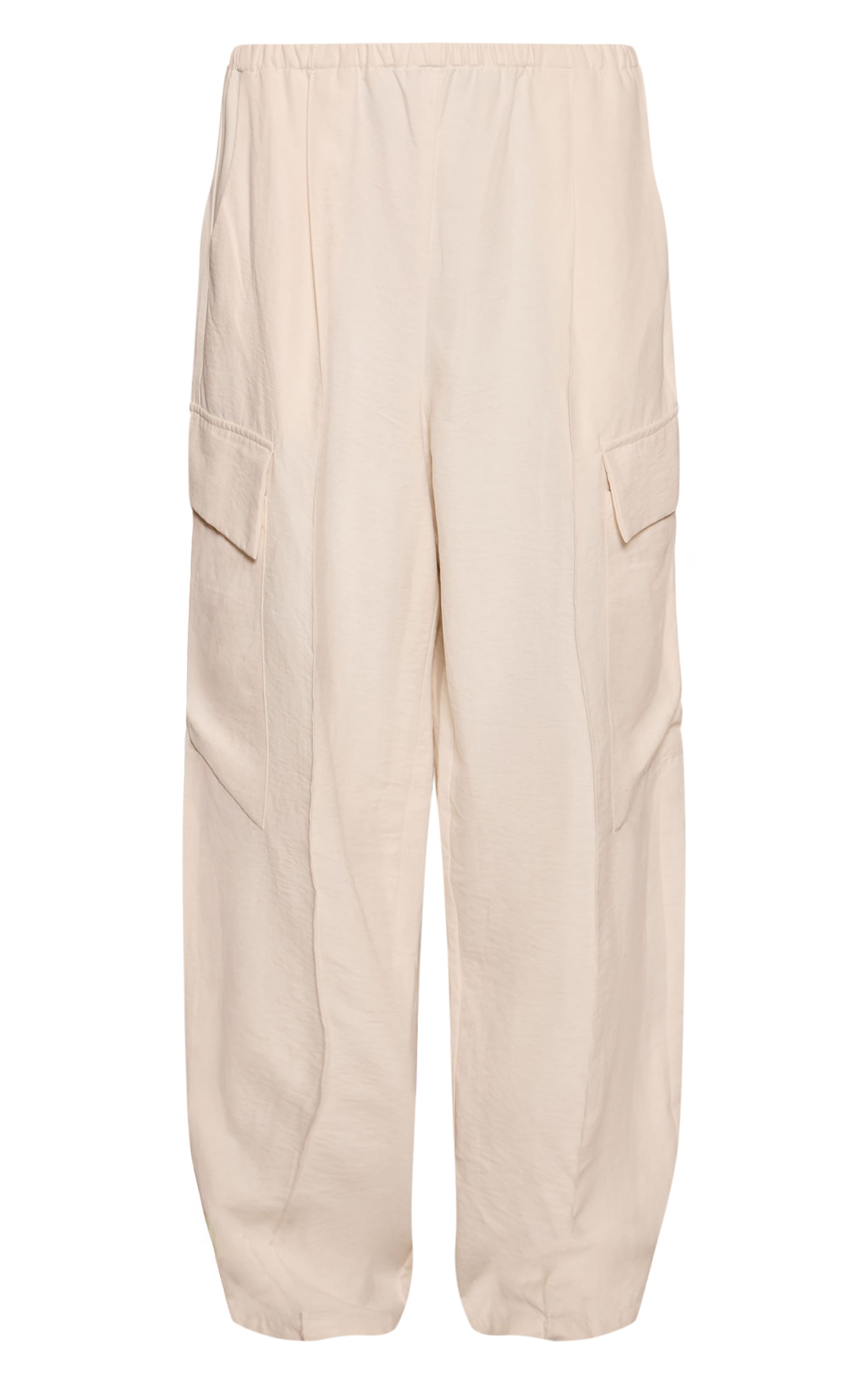 Cream Peachskin Pocket Detail Wide Leg Pants image 5