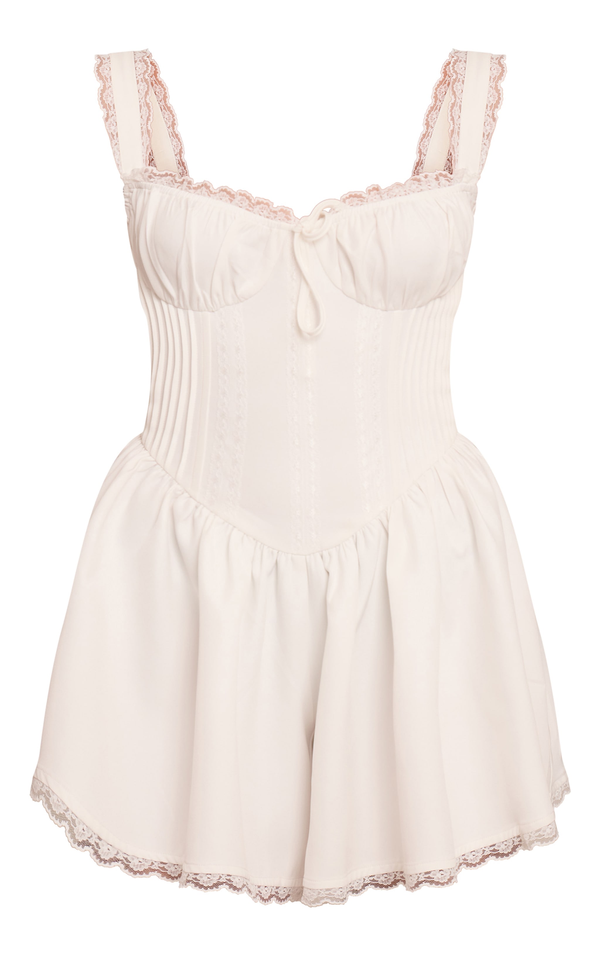 White Woven Lace Detail Strappy Playsuit image 5