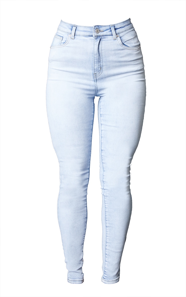 PRETTYLITTLETHING Bleach Wash Skinny 5 Pocket Jeans image 5