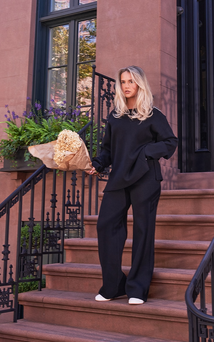 Black Crew Neck Knit Jumper image 3