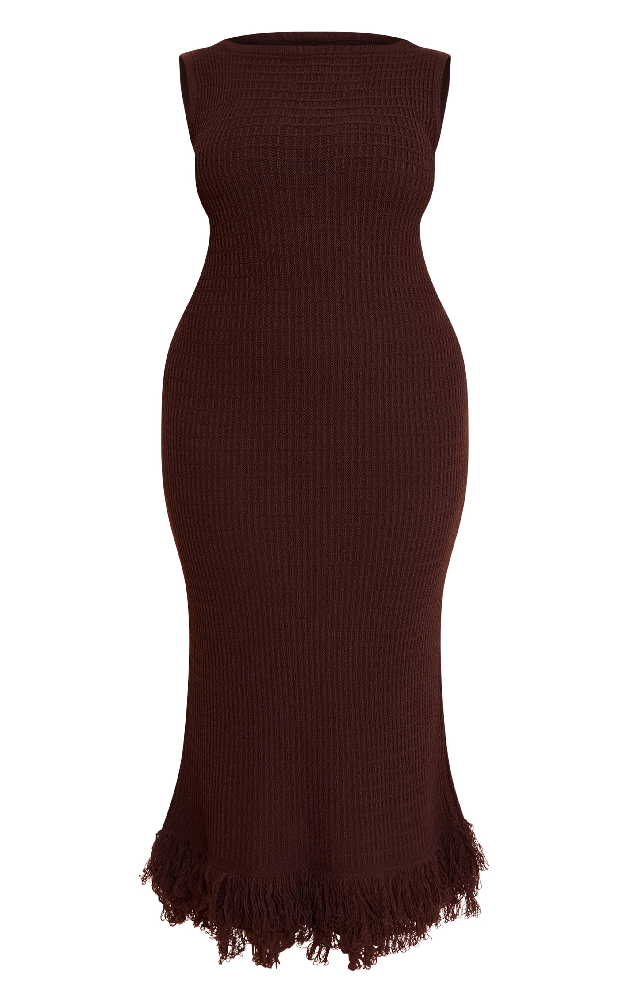 Plus Chocolate Loop Knit Asymmetric Maxi Dress image 5