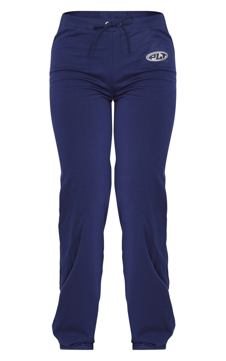 PRETTYLITTLETHING Navy Badge Low Rise Straight Leg Pants OLD image 4