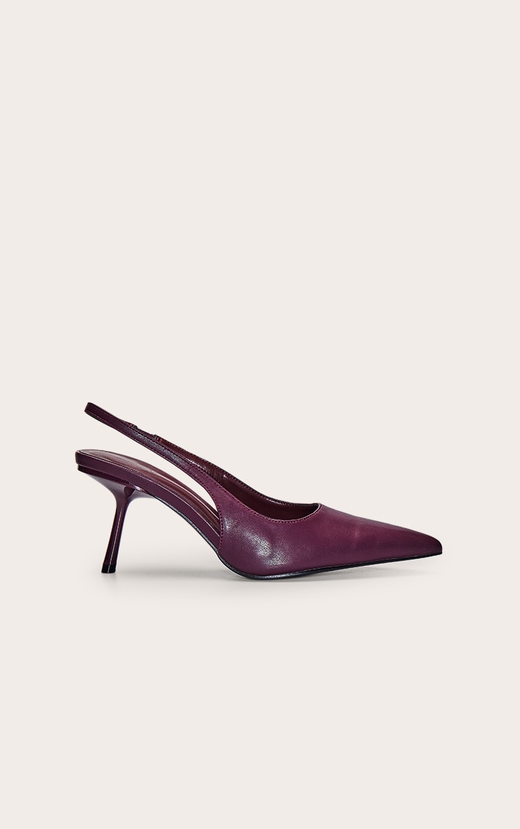 Chocolate Plum PU Sling Back Court Heels image 2