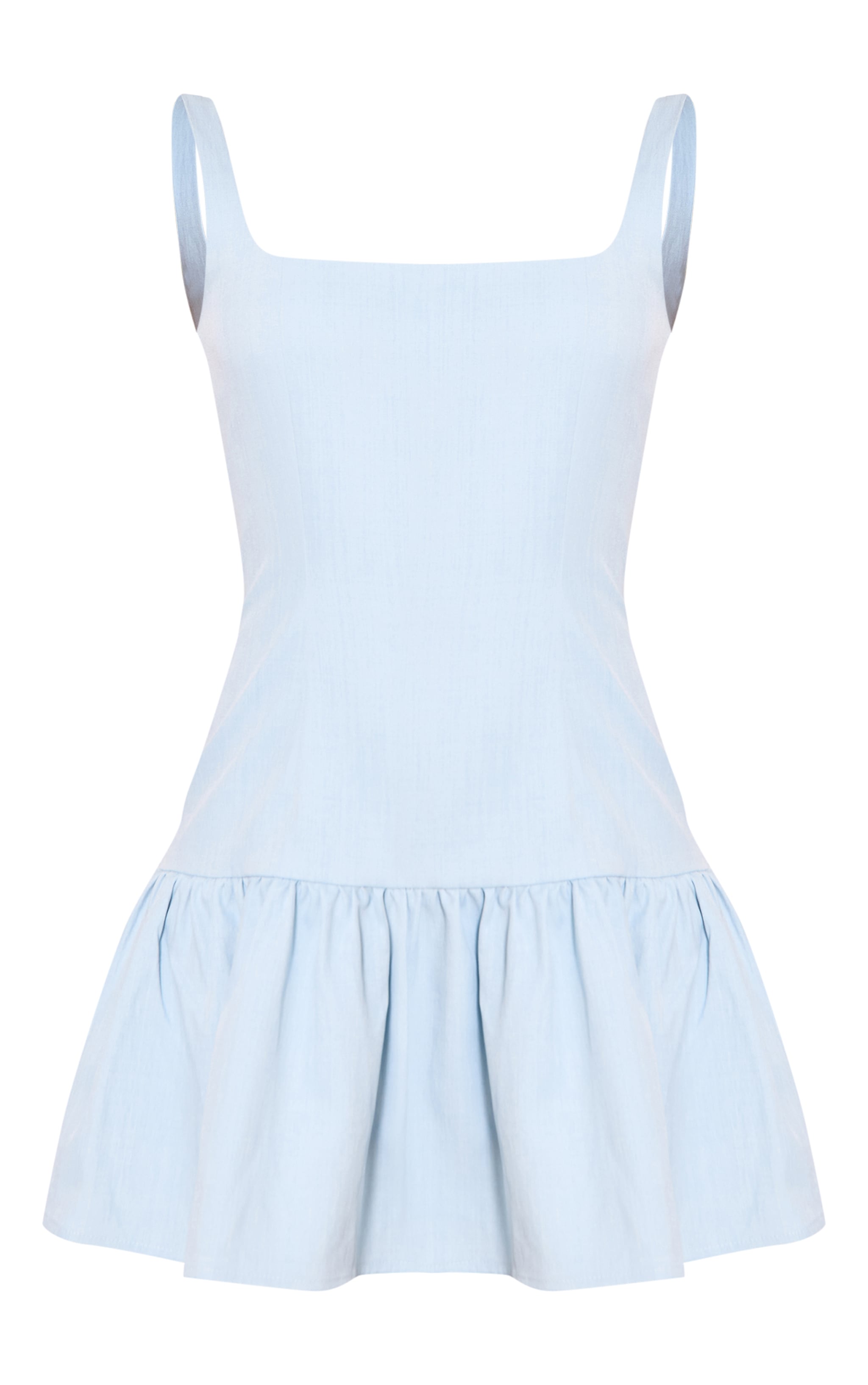 Blue Woven Scoop Neck Shift Dress image 5