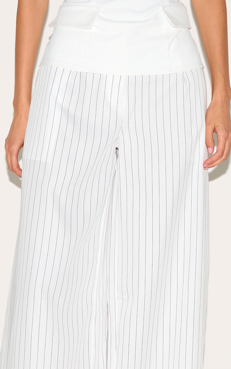 White Maxi Pinstripe Tailored Woven Straight Leg Pants image 4