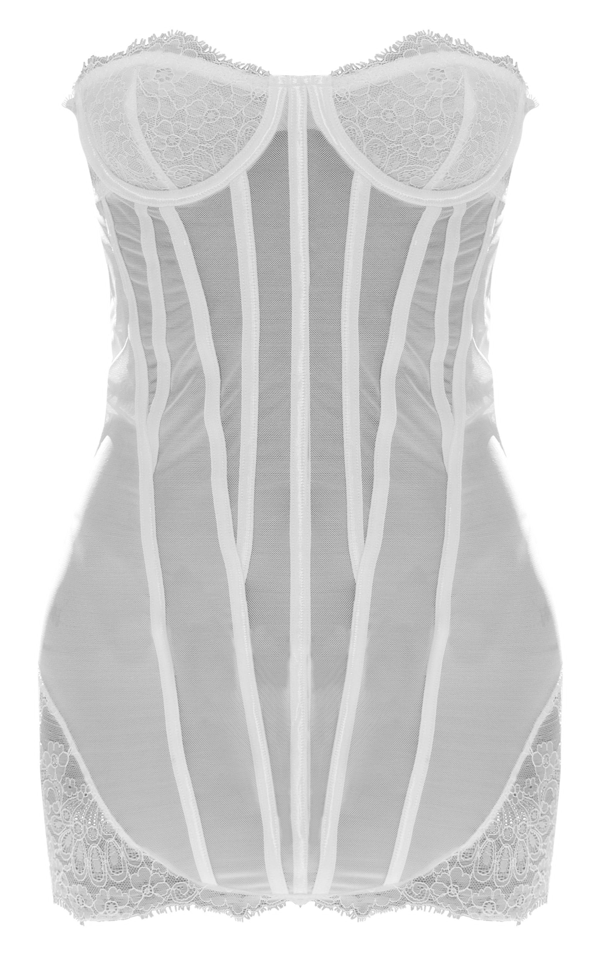 Nuisette en mesh blanc dos nu à jaretelles satinées image 5