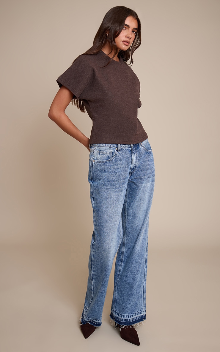 Chocolate Heavy Rib Cinched Waist T Shirt  image 3