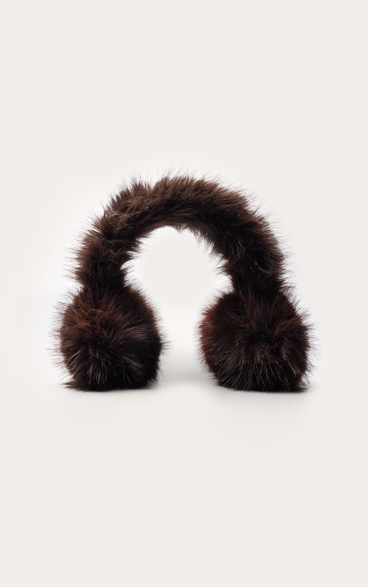Cache-oreilles en fausse fourrure chocolat image 2