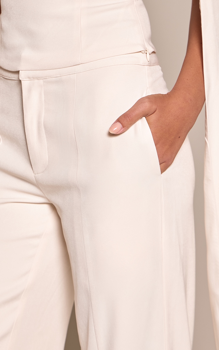 Cream Tailored Woven Seam Detail Pants image 4