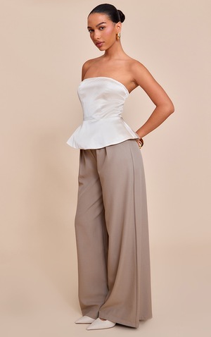 Pearl Satin Peplum Corset | Tops | PLT USA