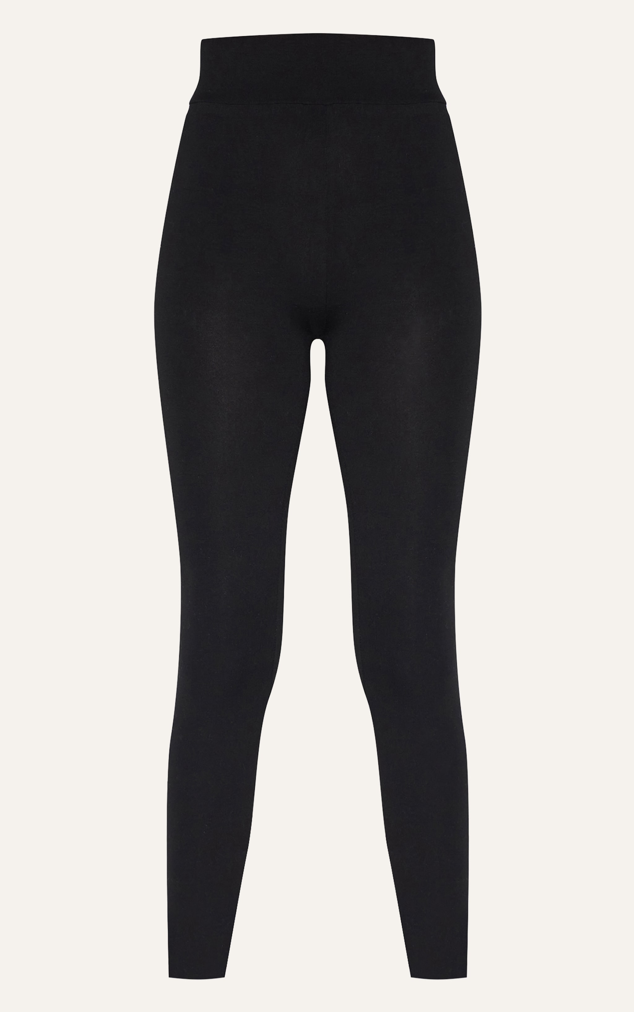 Basic Black Cotton Blend Jersey High Waisted Leggings image 5