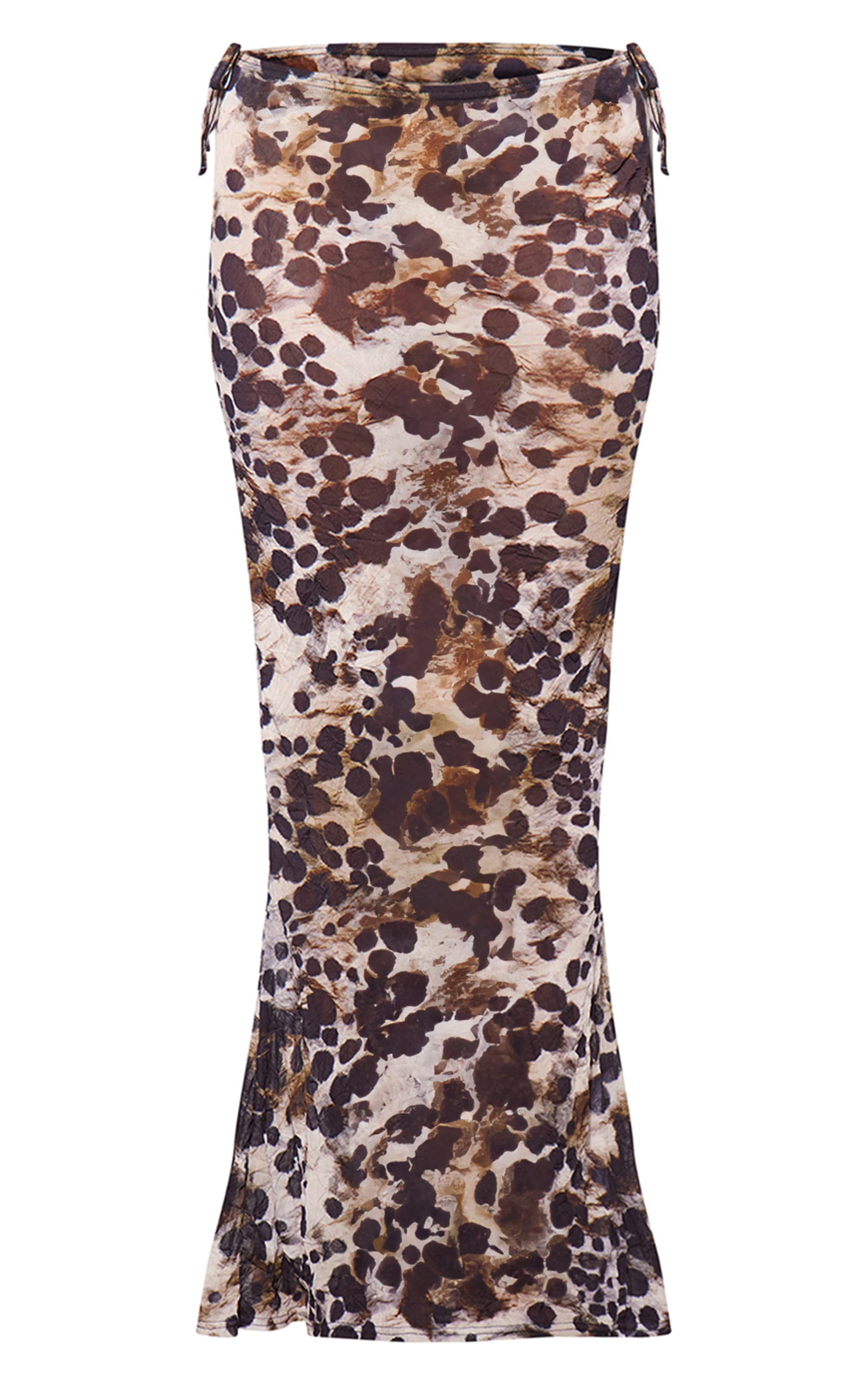 Black Printed Crinkle Mesh Low Rise Fish Tail Maxi Skirt image 5
