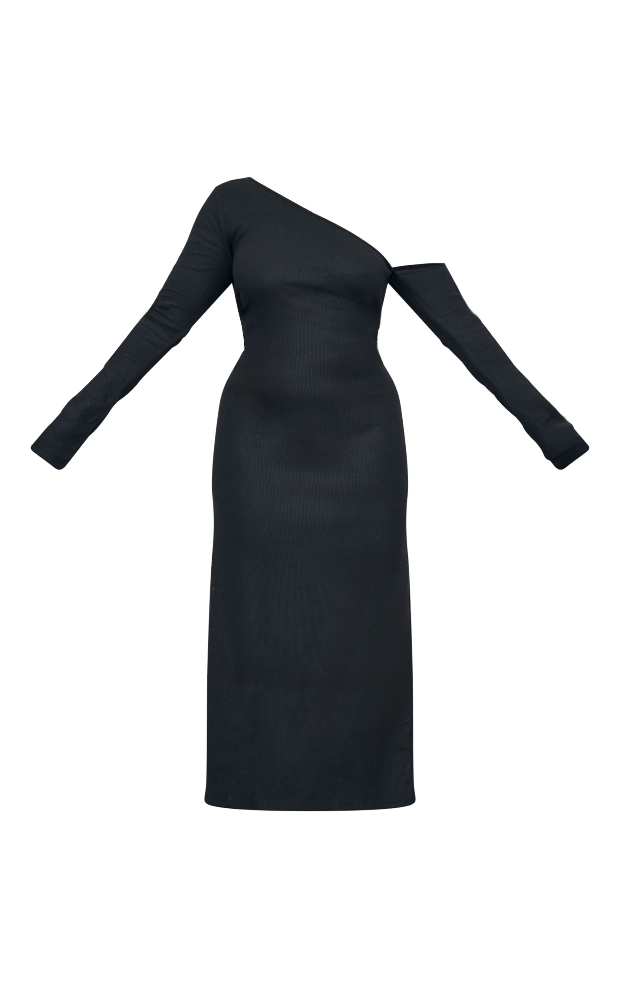 Plus Black Heavy Brushed Asymmetric Ruched Maxi Dress image 5