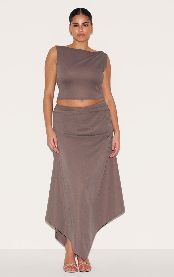 Plus Mushroom Ruched Detail Hanky Hem Midaxi Skirt image 1