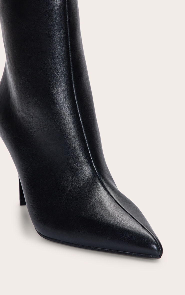 Black Knee High Stiletto Heeled Boot image 5