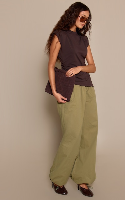 Khaki Balloon Style Cargo Pants
