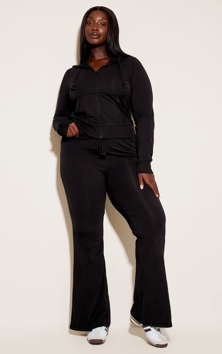 Plus Black Zip Up Fitted Track Top image 3