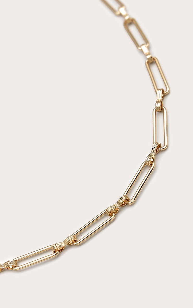 Gold Spaced Chain Link Necklace image 2