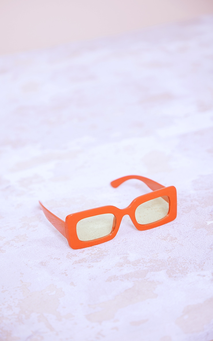 Peach Chunky Rectangular Square Frame Sunglasses image 3