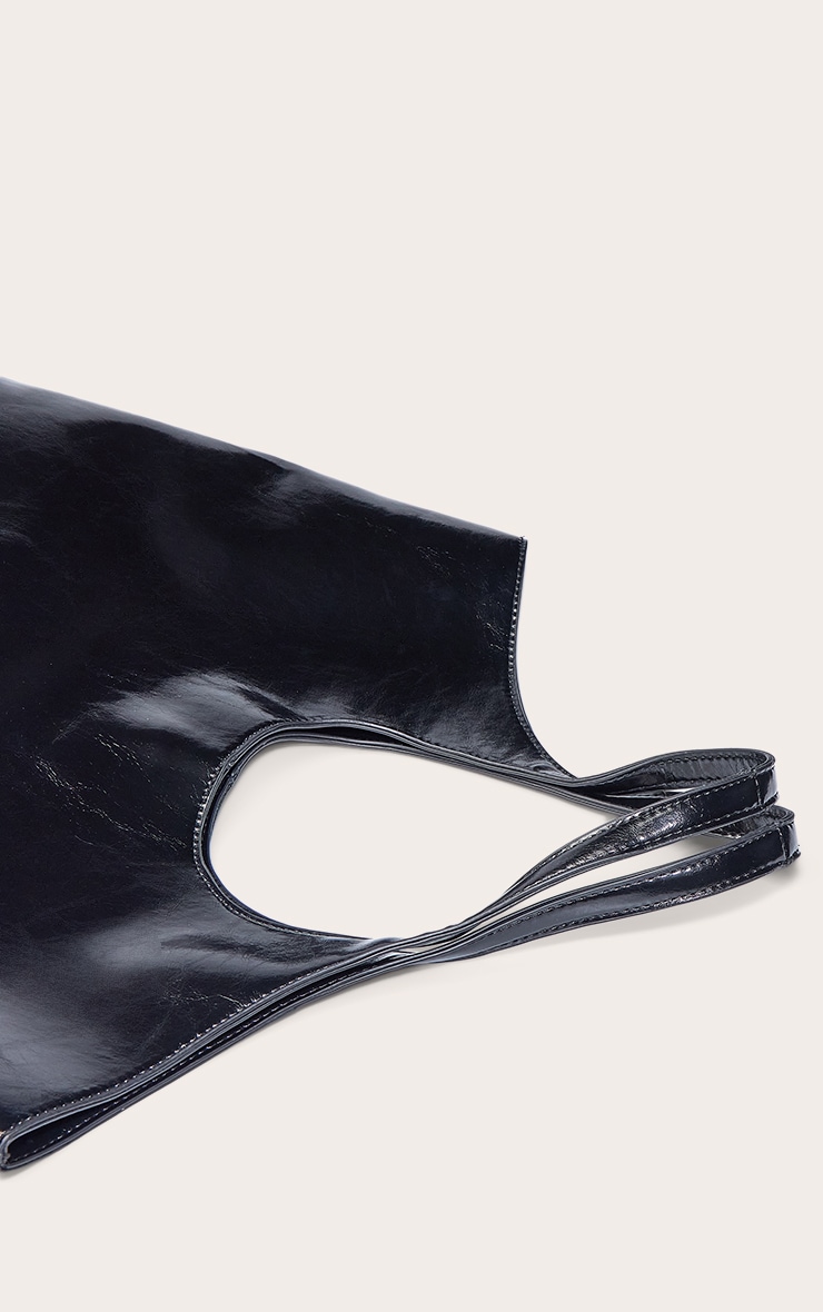 Black PU Large Shopper Tote Bag image 4