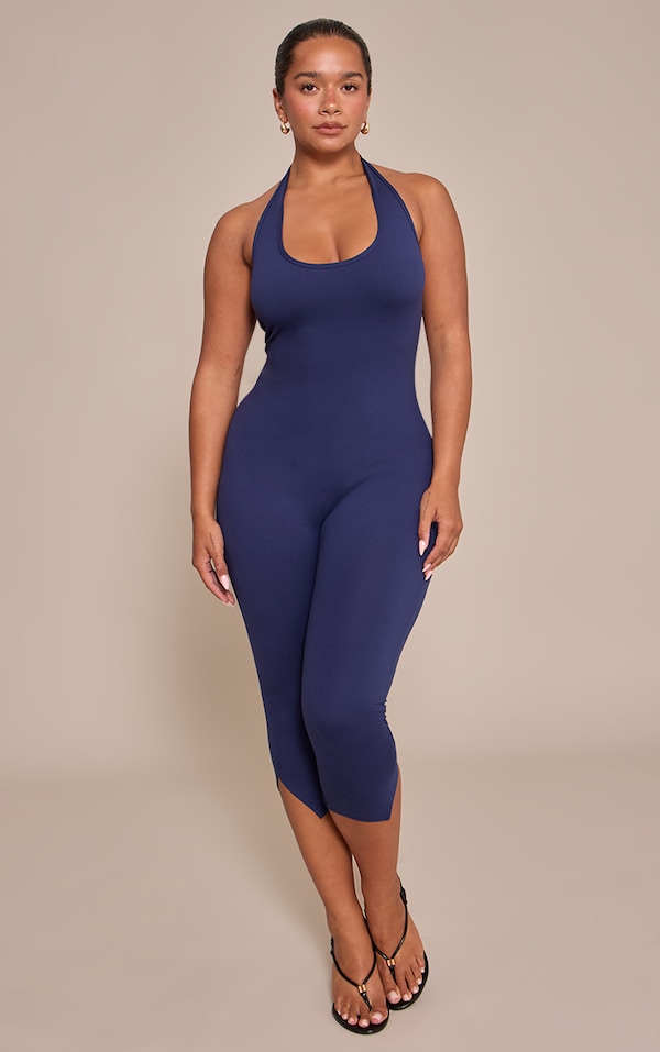 Shape Navy Sculpt Halterneck Capri Jumpsuit