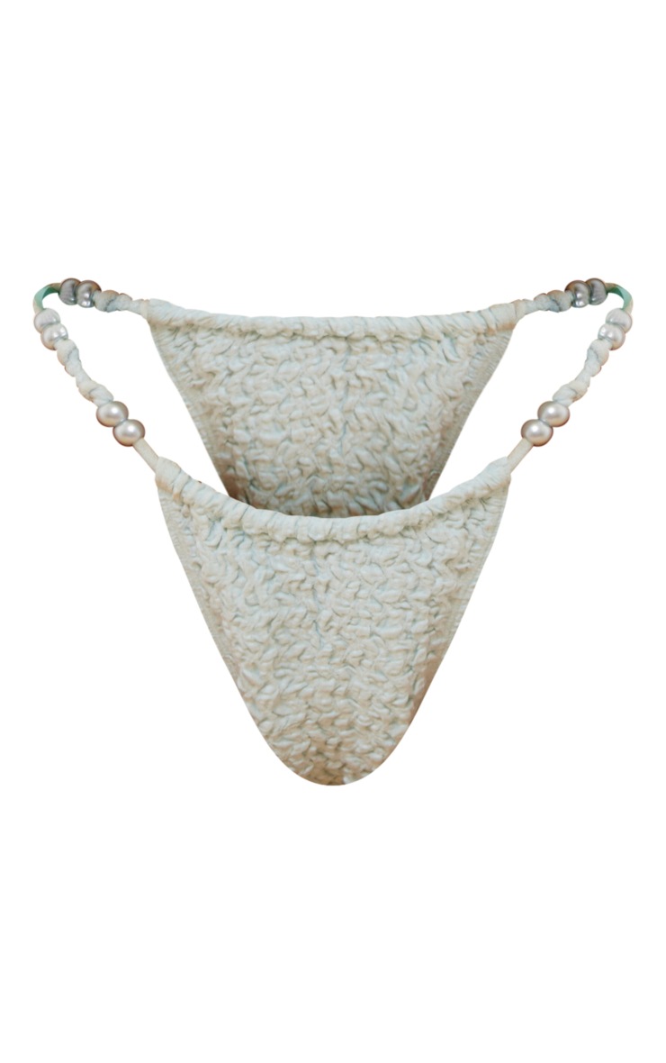 Baby Blue Bubble Textured Tanga Bikini Bottoms PrettyLittleThing UAE