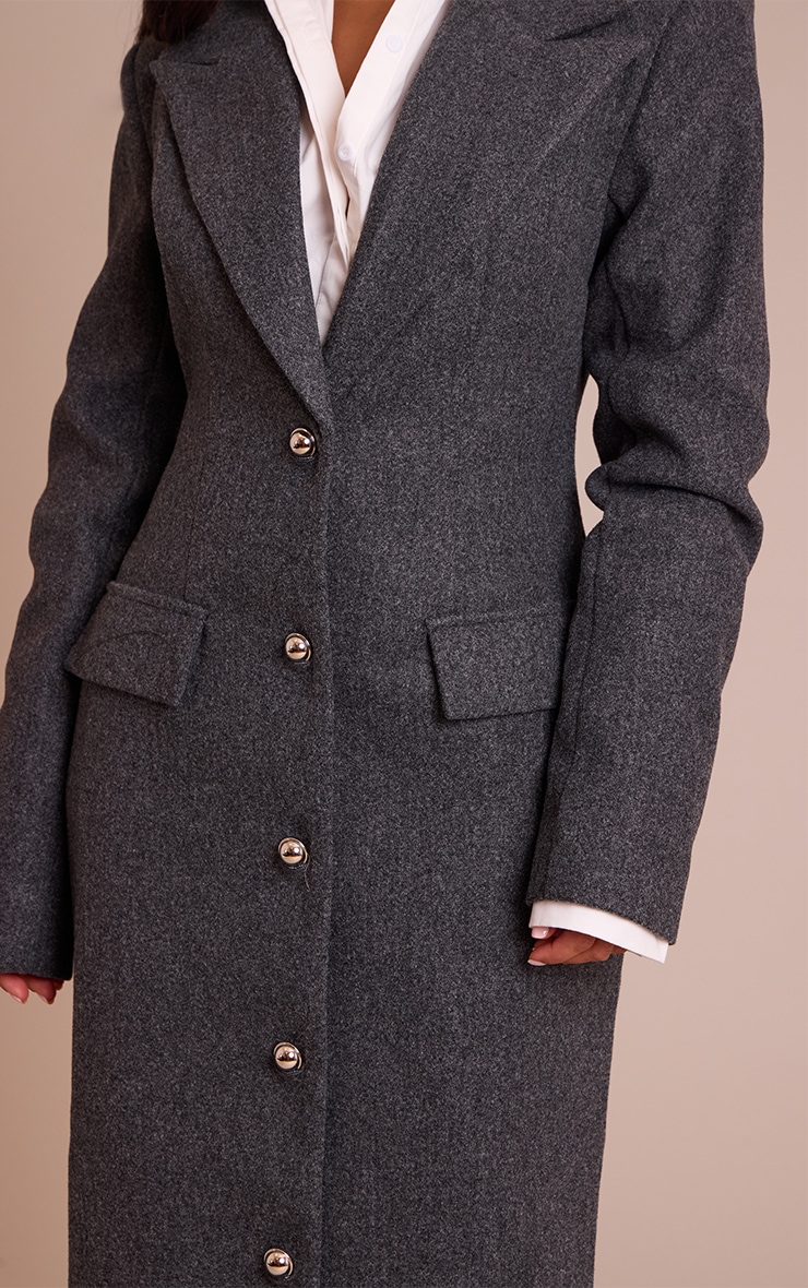 Petite Charcoal Wool Look Oversized Trench Coat  image 4