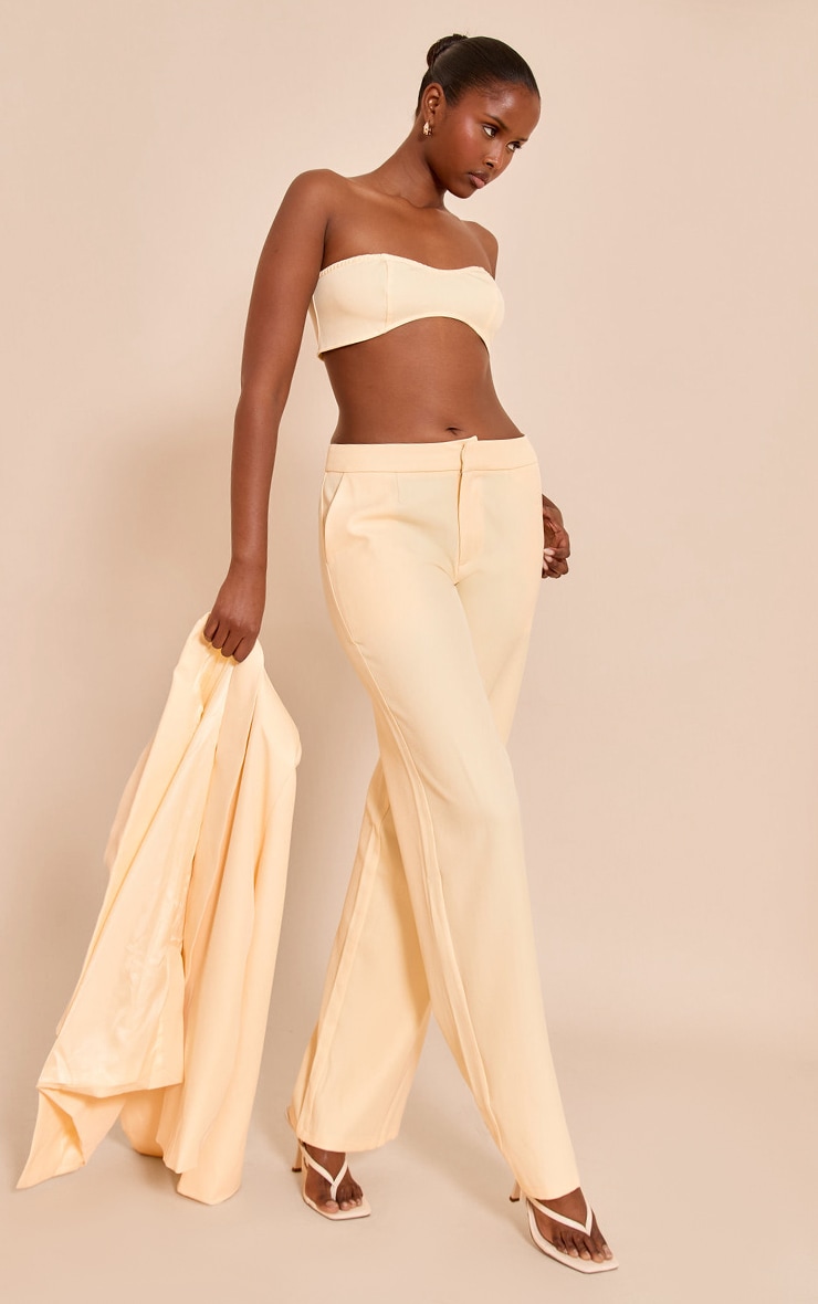 Butter Yellow Tailored Straight Leg Pants image 2