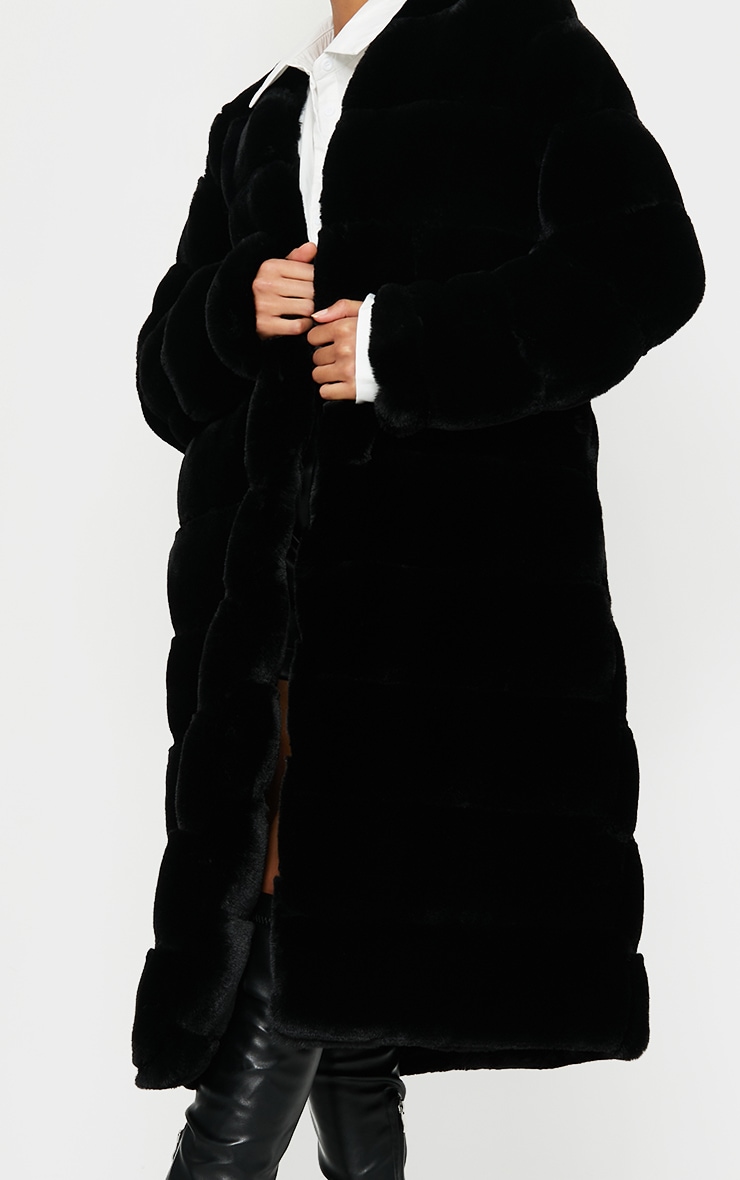 Black Premium Faux Fur Bubble Maxi Coat PrettyLittleThing IE