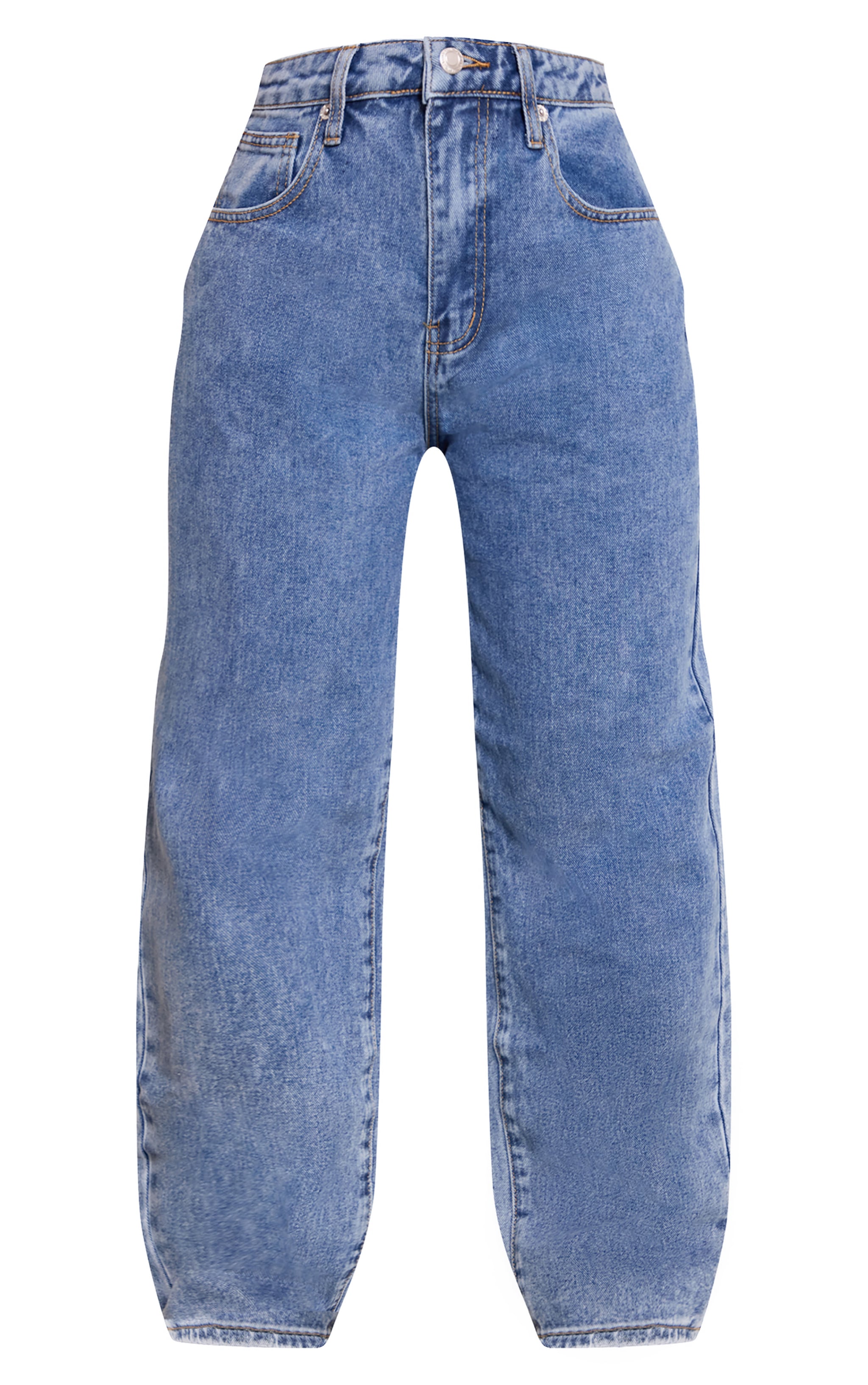 PRETTYLITTLETHING Petite Mid Blue Wash High Waist Boyfriend Jeans image 5